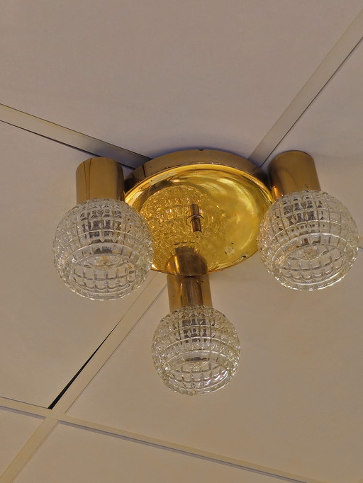Vintage Brass Ceiling Light Ceiling Lamp Glass Limburg