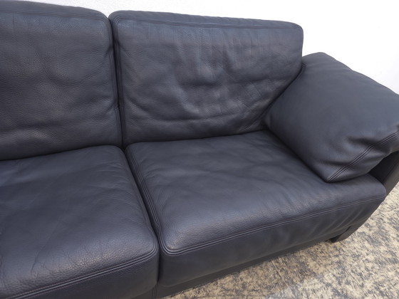 Image 1 of De Sede ds 17 three-seater blue Paris designer sofa leather sofa couch desede