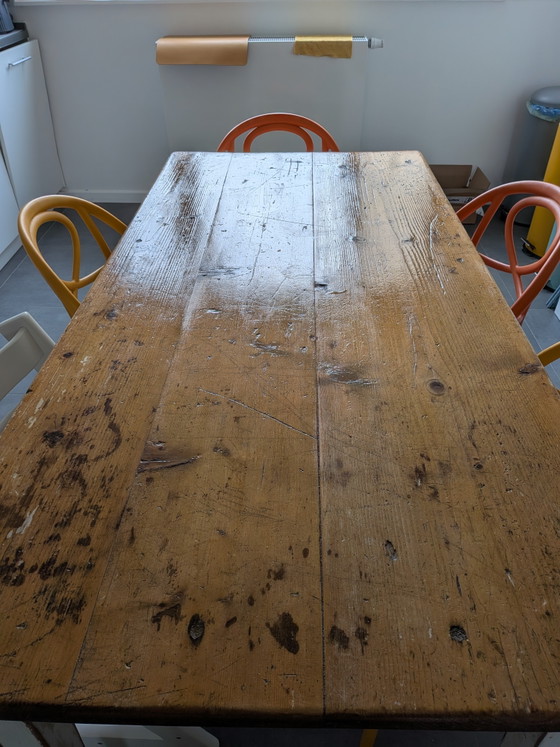 Vintage Tuscan Farmhouse Dining Table – Solid Rustic Top And Shabby Chic White Base – Wood (photo 2 of 8)