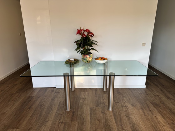 Image 1 of Vintage Minimalist Glass Table With Floating Effect