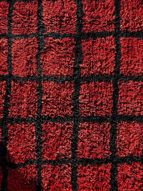 Image 1 of Handgeknüpfter marokkanischer Mrirt-Teppich, 220 x 300 cm – Roter Wollteppich – Geometrischer Berberteppich