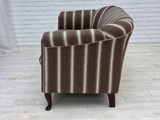 Image 1 of Divano danese a 2 posti, anni '50, lana a righe, gambe in legno di frassino.