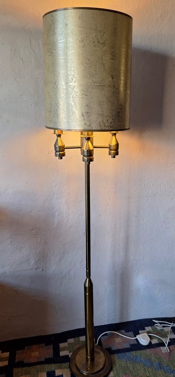 Image 1 of Brutalistische Stehlampe aus Messing mit vier Leuchten aus der Mitte des 20. Jahrhunderts, 1960er Jahre