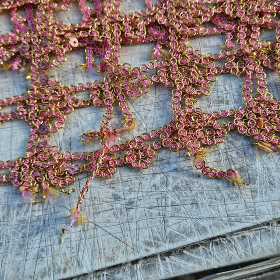 Image 1 of Vintage Rose-Gold Sequin Curtain – Mid-Century Modern, 60s Fabric