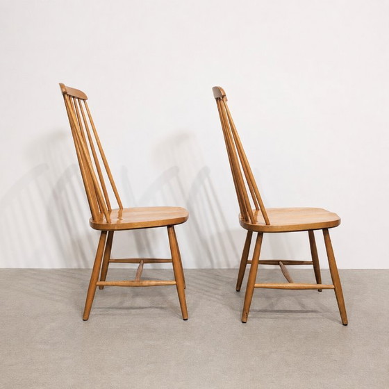 Image 1 of Set van 4 vintage Scandinavische houten stoelen