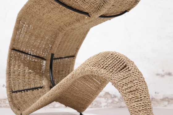 Image 1 of Tom Dixon ‘Speed’ lounge chair voor Space Design, 1990s – gevlochten touw & smeedijzer