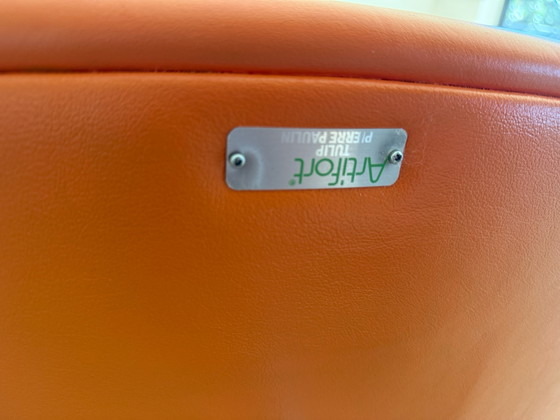 Artifort Hocker, Hocker & Poufs, Leder, Metall, Orange (Foto 2 von 6)