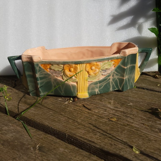 Image 1 of Polychromer Art-Deco-Pflanzkübel, Keramik und Engobe, 192, Frankreich