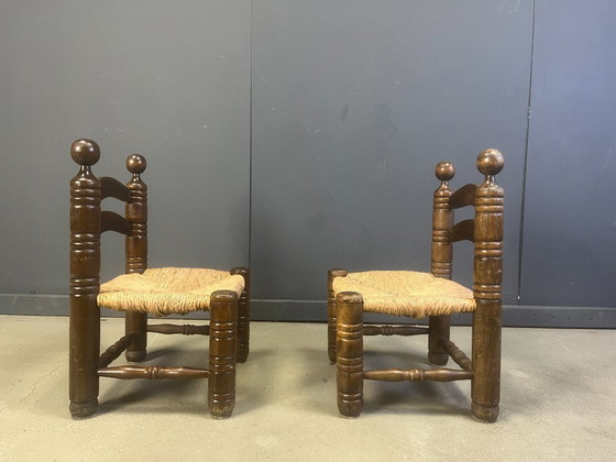 Image 1 of Charles Dudouyt (attr) brutalist children chairs, set of 2, 1960s