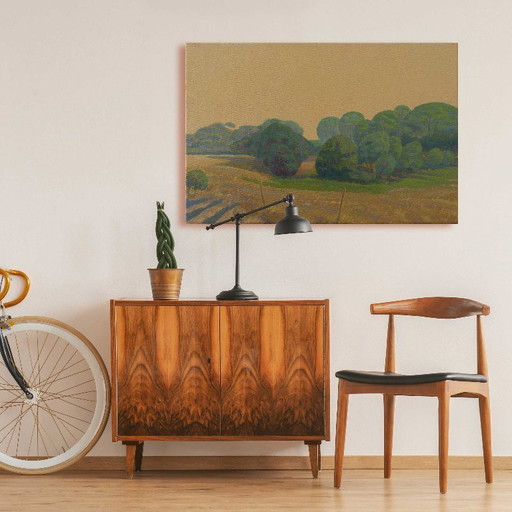 Retro landscape, hand-painted original, 45 cm x 30 cm