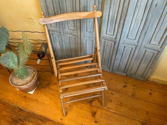 Image 1 of Straordinaria sedia pieghevole in faggio francese antico