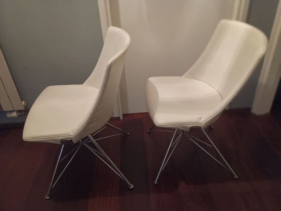 Image 1 of Bert Plantagie Rho Spin sedia in pelle bianca crema