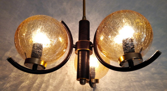 Image 1 of Bruine Spoetnik Atoomlamp |Vintage Spoetnik Ruimtetijdperk Lamp | Ruimtetijdperk Ontwerp Uit 70er jaren