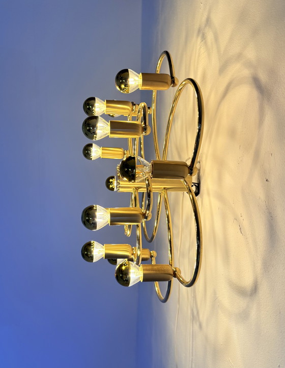 Image 1 of Vintage messing wad/plafondlamp, Scolari voor Helestra ‘70