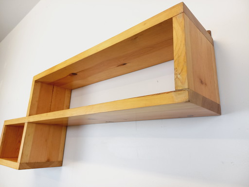 Pair Of Vintage 80's Cherry Wood Wall Shelves