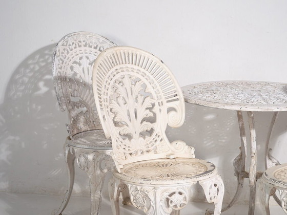 Conjunto de mesa y sillas de jardín Art Nouveau (c.1950). Set de 5 piezas – Conjuntos de jardín, Aluminium (photo 9 of 39)