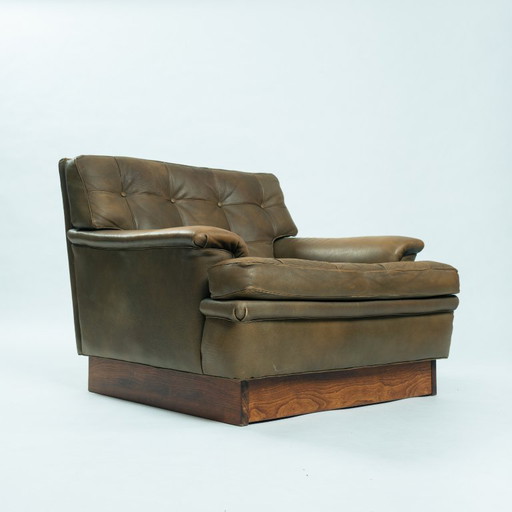 Arne Norell Merkur groen buffel lederen design fauteuil