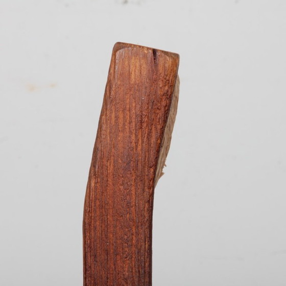 Image 1 of Set van 4 massief houten stoelen met rieten zitting, 1950