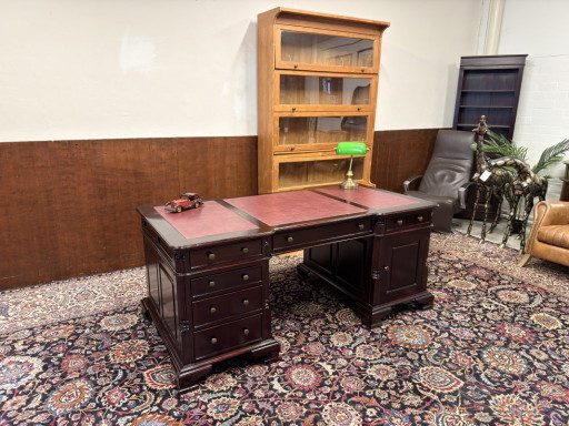 Scrivania da Partner Chesterfield Inglese – bureau, Leather, Wood