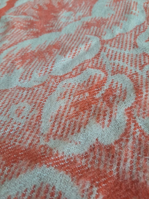 Vintage Wool Floral Plaid - Double Sided - Warm Red with Cream - 174×191 cm