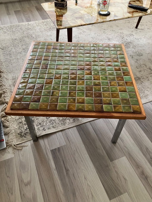 Table basse vintage 1970 | mosaïque et bois