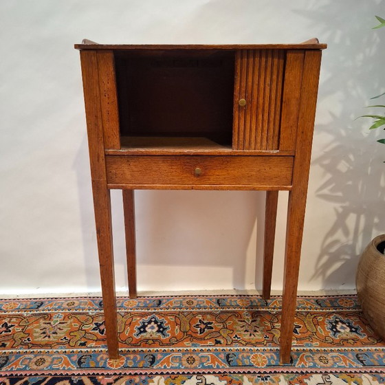 Antiek Hollands Potten- Of Nachtkastje Van Massief Eikenhout Uit De Periode Rond 1800 (Louis Seize-Stijl) (photo 3 of 11)