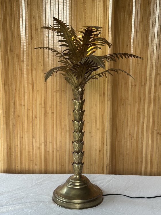 Image 1 of Lámpara de mesa de palmera de latón