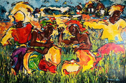 Grand tableau (3 x 2 mètres) "Liberté"/Renée de Vries/Acrylique sur lin