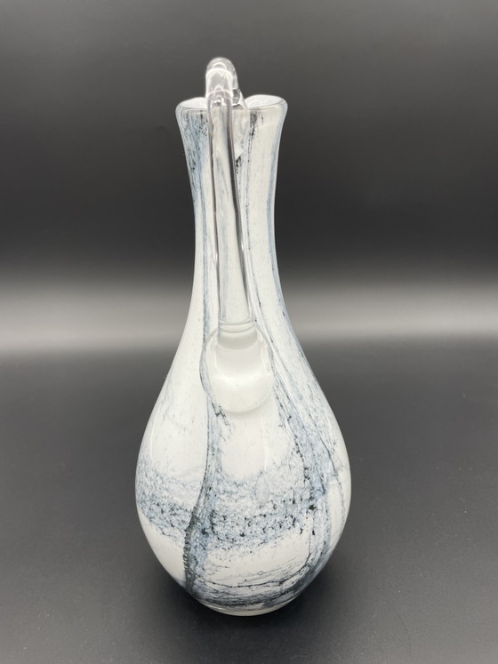 Hand-blown Art Glass Jug in White-Grey-Blue, Murano Style – Vases (photo 2 of 7)