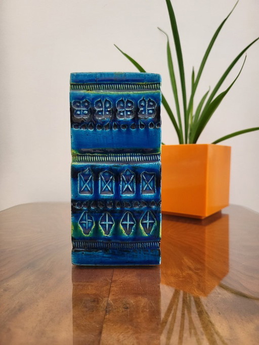Bitossi glazed ceramic vase, Riminini decor, Aldo Iondi, 1960s in Italy