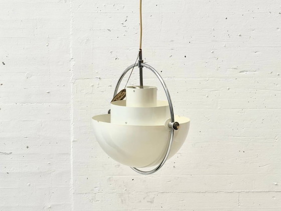 Image 1 of Suspension Multi Lite avec anneau chromé, conçue par Louis Weisdorf pour Lyfa, Danemark, années 1960