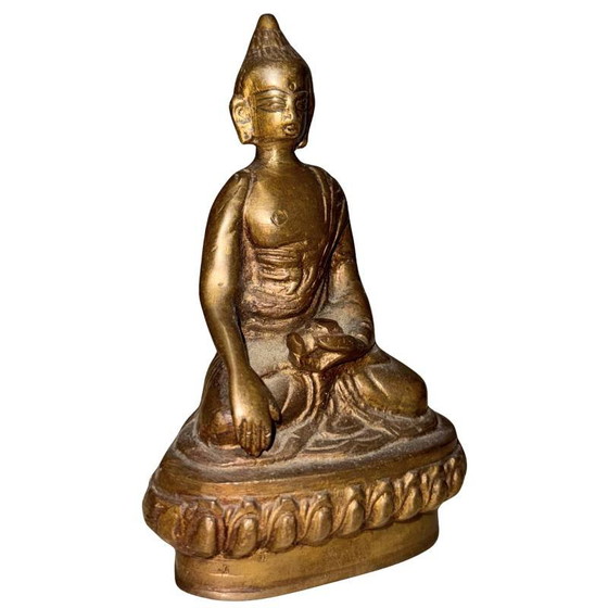 Buda Ladakh Antiguo – Circa 1940 – Bronce Fundido a Mano con Rastros de Dorado – Estatua de Altar Espiritual (photo 2 of 9)