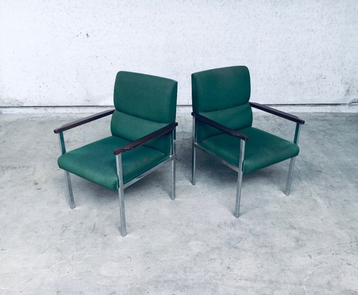 Midcentury Modern Design Pair of Office Arm Chairs by Brune, Germany 1960's