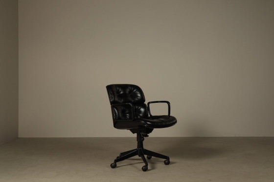 Ennio Fazioli “Parioli” Executive Bürostuhl für MIM Roma, Italien, 1970s – Bürostühle, Leather, Plastic (photo 4 of 16)