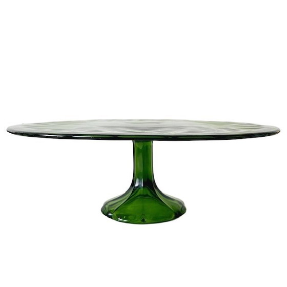 Image 1 of Art Deco Cake Plate Luxval Val St. Lambert green 1930s