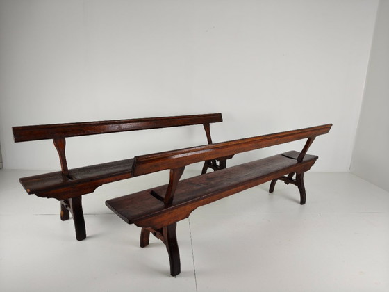 Image 1 of Banco ferroviario victoriano de pino albar – Halstead's, Todmorden