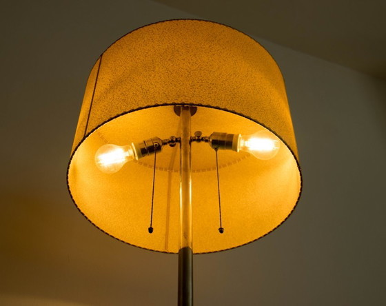1930s Floor Nickel Lamp with Side Table – Functionalism, Bauhaus – Floor lights, Glass, Metal (photo 7 of 12)