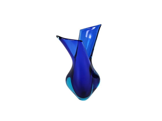 Image 1 of Murano – Flavio Poli – Vase „Knospe“ – Aquamarin und Kobaltblau – Italien – 1960er Jahre
