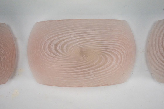 Image 1 of Satz von sechs rosafarbenen Muranoglas-Wandleuchtern. Italien 1970er Jahre