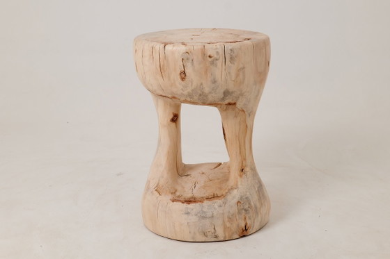 Image 1 of Sculptural Side Table, Stool, Solid Wood, Contemporary Design