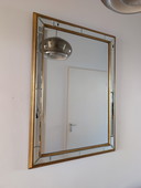 Specchio di lusso vintage Dekundt sfaccettato color oro, anni '70