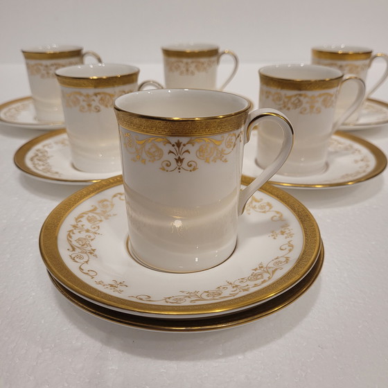 Image 1 of (6) Tazas Royal Doulton, Belmont H.4991, Porcelana y Filo de Oro, 60’s - Reino Unido