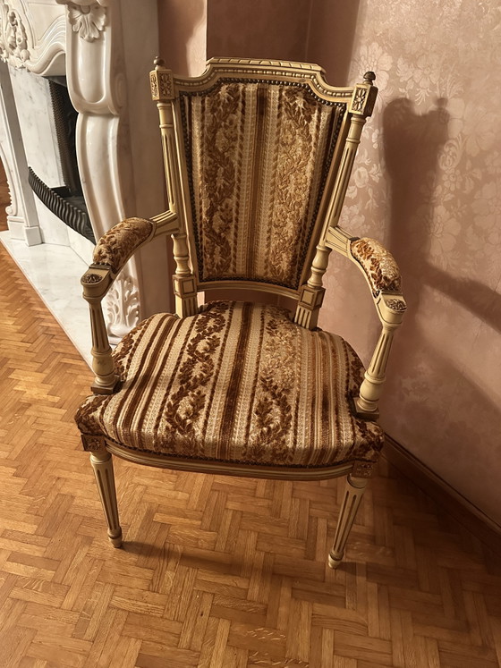 Image 1 of Ensemble de 6 chaises JP Ehalt - Chaises de salle à manger style Louis XIV - Vintage années 70 - Ehalt Meubles Alsace