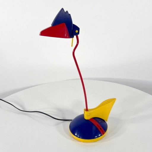 Dreifarbige postmoderne Tukan-Tischleuchte von Brilliant Leuchten Germany, 1980er Jahre