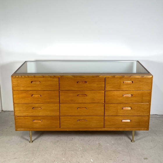 Image 1 of Vintage counter with drawers and glass top