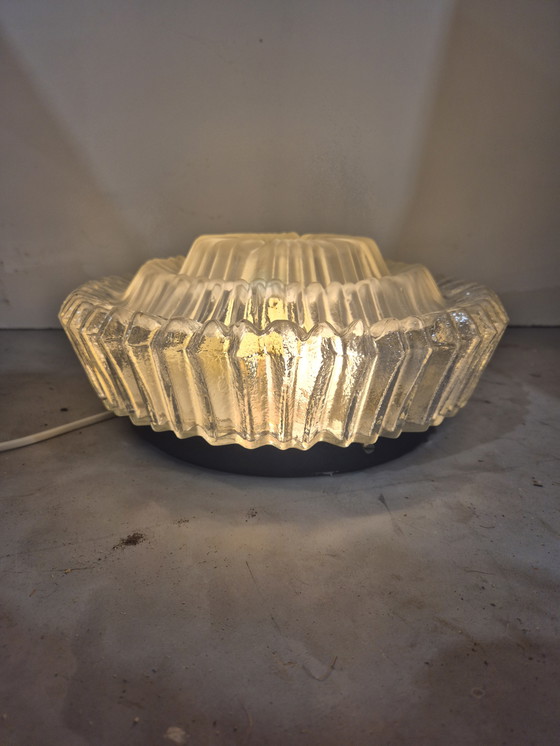 Image 1 of Vintage grote plafonierre frosted glass