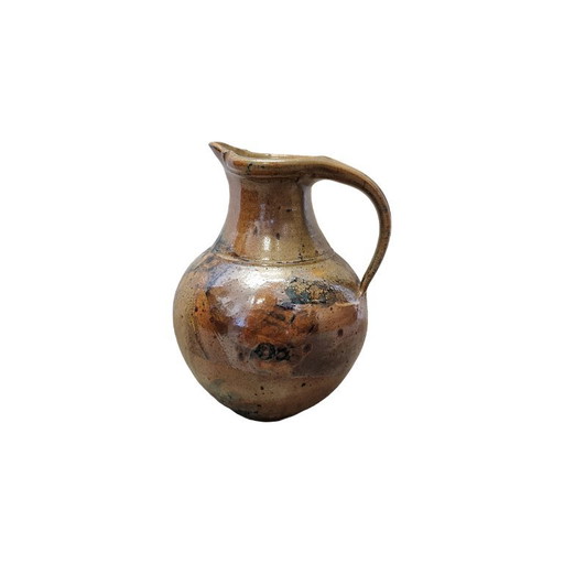 Vintage handgemaakte bruine keramische kan, jaren 60/70 – cadeaus, Ceramic