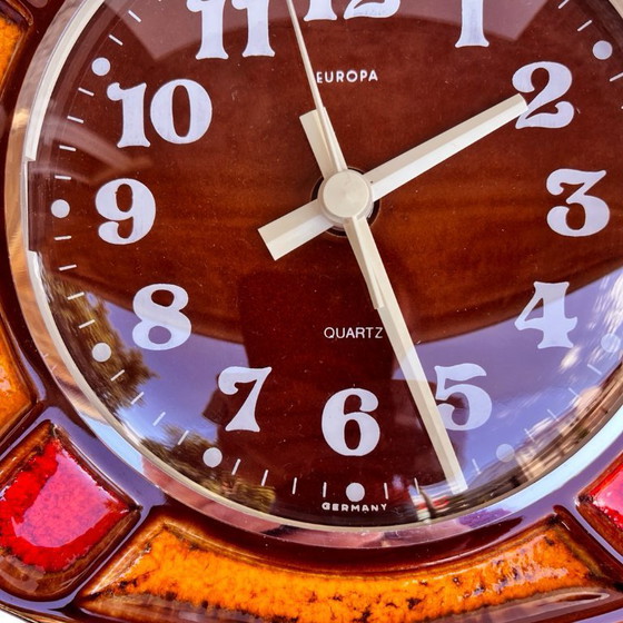 Image 1 of Horloge murale de cuisine Europe, Allemagne, 1970. Cadre rétro vintage en céramique