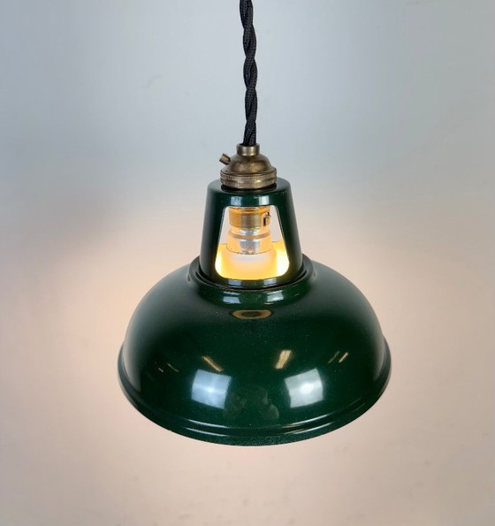 Image 1 of Lampada da soffitto vintage industriale dipinta di verde, anni 2000