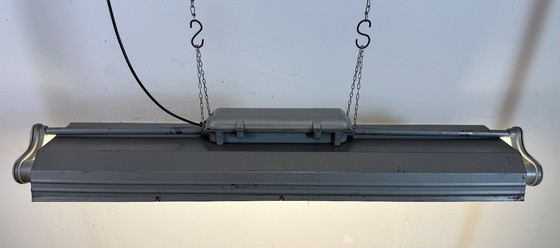 Image 1 of Lampadario industriale grigio a sospensione di Polam Gdansk, anni '70